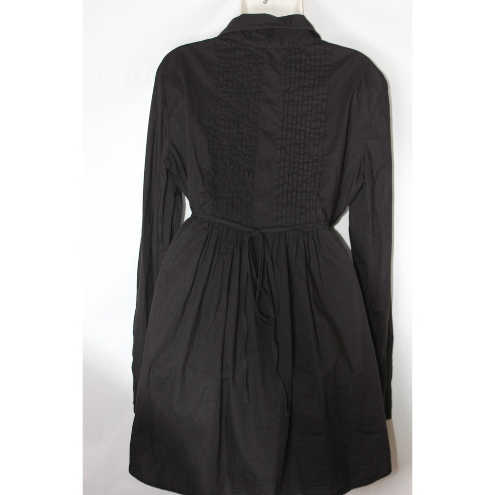 Stetson Black Shirt Dress Western Rodeo Pintuck Button Front Fit Flare SZ Large - Picture 3 of 11